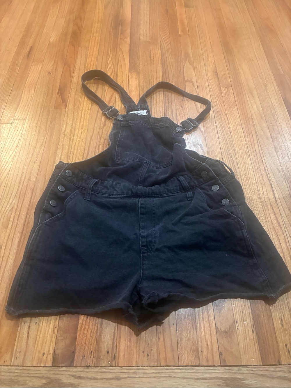 Madewell Black Denim Short Overalls